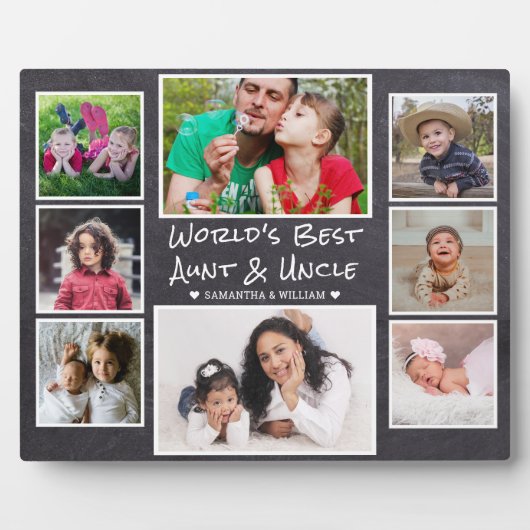 世界の叔母最高のと叔父の8写真Chalkboard フォトプラーク (正面)