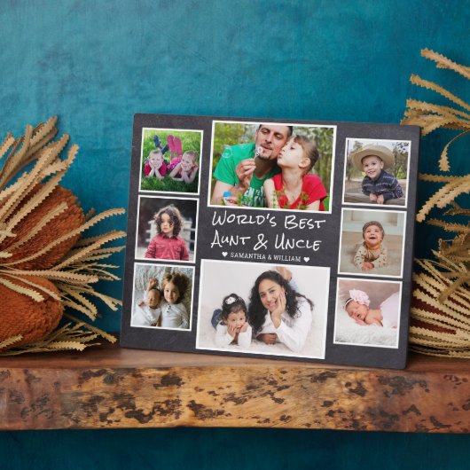 世界の叔母最高のと叔父の8写真Chalkboard フォトプラーク (側面)