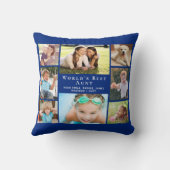 世界の叔母最高の写真コラージブルー クッション (裏面)