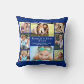 世界の叔母最高の写真コラージブルー クッション (正面)