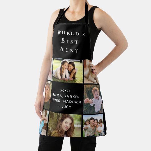 世界の叔母最高の写真コラージュ黒 エプロン (インサイチュ)