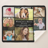 世界の叔母最高の写真コラージュ黒 シェルパブランケット (正面(横))