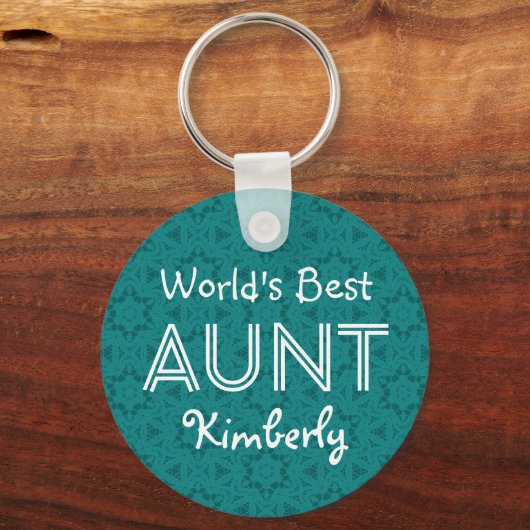 世界の叔母最高の名前をカスタムするグリーンギフトアイテム05 キーホルダー (正面)
