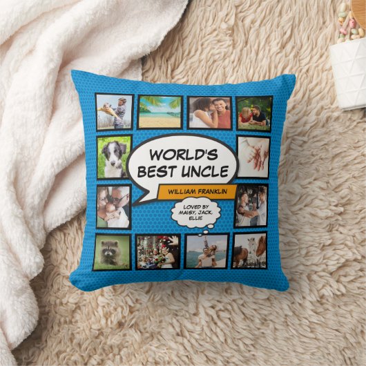 世界の叔父最高のおもしろいクール·ブルー写真館 クッション (ブランケット)