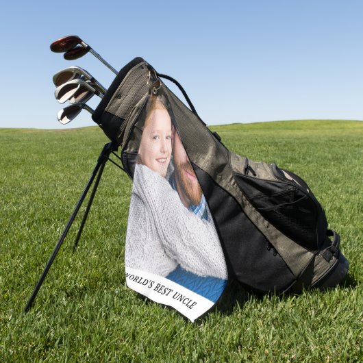 世界の叔父最高のの甥の写真 ゴルフタオル (グリーン)