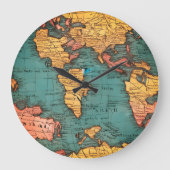 世界の古い地図エコフレンドリー ラージ壁時計 (正面)