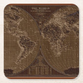 世界の古い地図 スクエアペーパーコースター (正面)