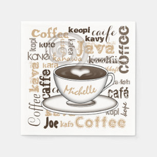 世界の名前のまわりのコーヒー スタンダードカクテルナプキン
