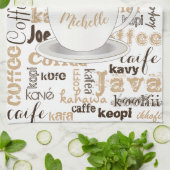 世界の名前を取り巻くコーヒー キッチンタオル (折り畳み)