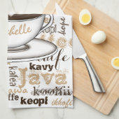 世界の名前を取り巻くコーヒー キッチンタオル (四つ折り)