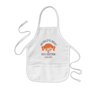 世界の名前入りな最も最高のな姉の赤い毛 子供用エプロン