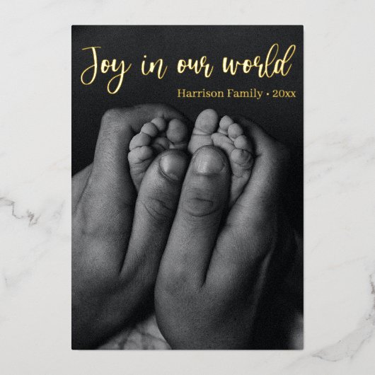 「世界の喜び」クリスマス生まれたばかりの発表 箔シーズンカード (正面)