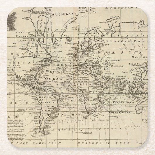 世界の図表 スクエアペーパーコースター (正面)