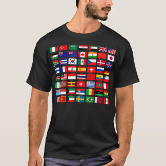 世界の国々の国旗Dカッコいい Tシャツ