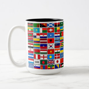 世界の国々の100以上の国旗 ツートーンマグカップ