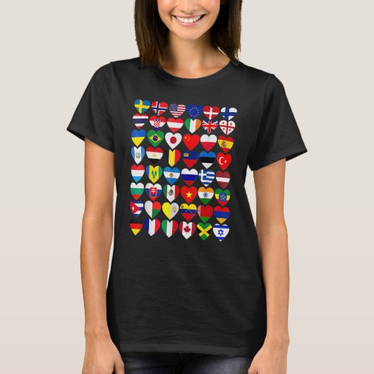 世界の国の旗 国際 Tシャツ (正面)