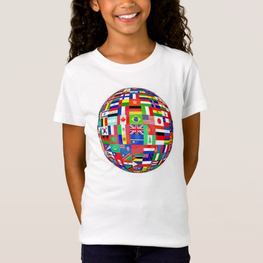 世界の国旗のサッカーボール Tシャツ (正面)