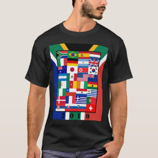 世界の国旗のサッカー2010の基本的な暗いTシャツ Tシャツ
