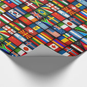 世界の国旗の包装紙(黒) ラッピングペーパー (角)