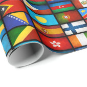 世界の国旗の包装紙(黒) ラッピングペーパー (ロールコーナー)