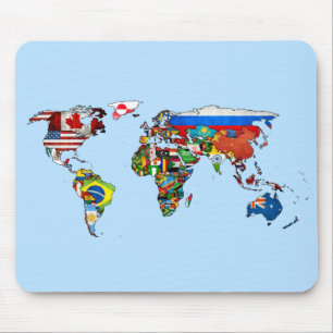 世界の国旗の地図のマウスパッド マウスパッド