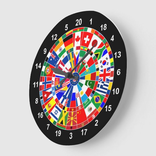 世界の国旗の投げ矢のボードゲーム旅行雄牛e ラージ壁時計 (傾斜)