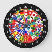 世界の国旗の投げ矢のボードゲーム旅行雄牛e ラージ壁時計 (正面)