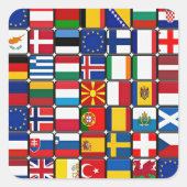世界の国旗カラフル収集 スクエアシール (正面)