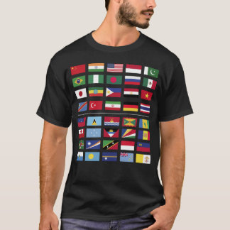 世界の国旗最大および最小の国Popuによる Tシャツ