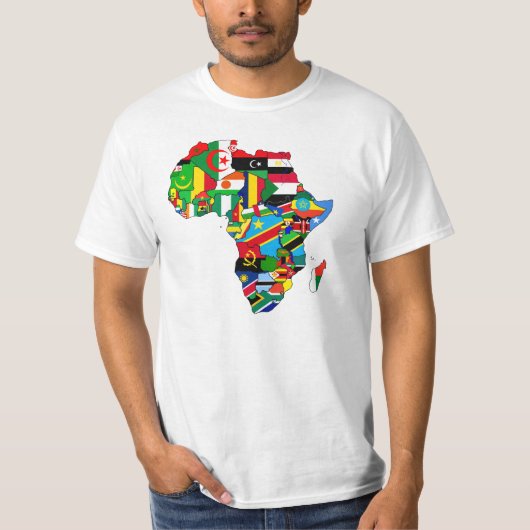 世界の国旗-アフリカのアフリカ人愛の旗の地図 Tシャツ (正面)