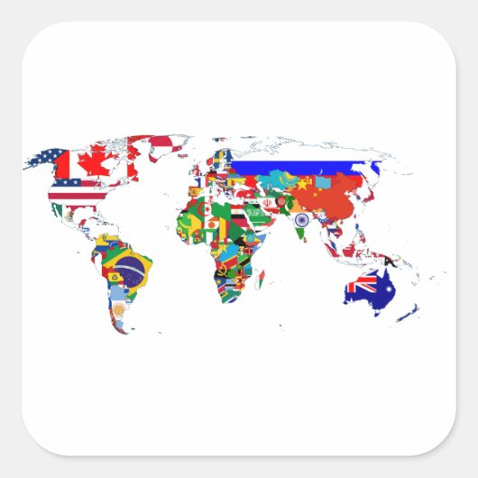 世界の国旗 スクエアシール (正面)