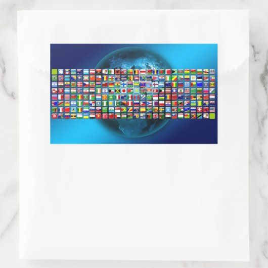 世界の国旗 長方形シール (バッグ)