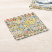 世界の国際連合の地図 スクエアペーパーコースター (アングル)