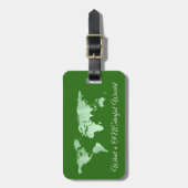 世界の地図アドレス何の100ドルの世界グリーンミント ラゲッジタグ (正面縦)