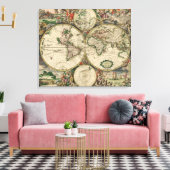 世界の地図1689 - by Gerard Van Schagen キャンバスプリント (インサイチュ (リビング))