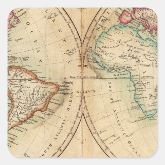 世界の地図3 スクエアシール (正面)