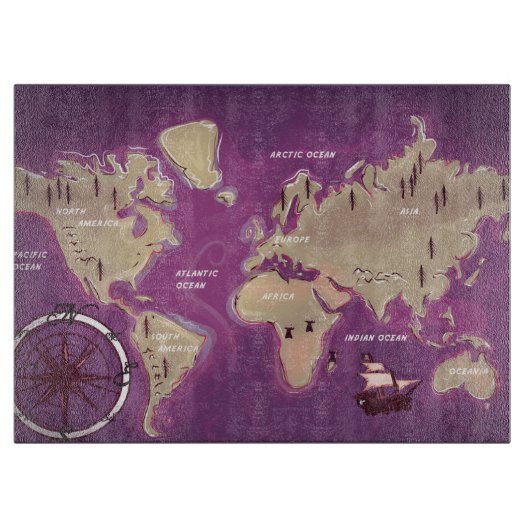 世界の地図。 カッティングボード (正面)