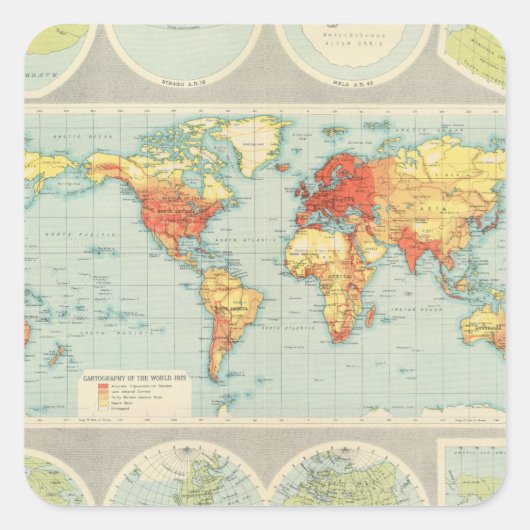 世界の地図 スクエアシール (正面)