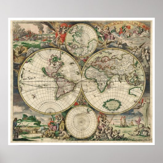 世界の地図 ポスター (正面)