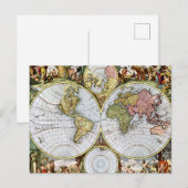 世界の地図 ポストカード (正面/裏面)