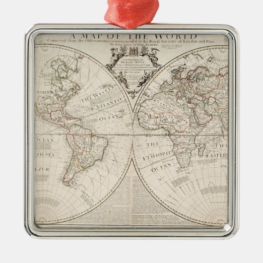世界の地図 メタルオーナメント (正面)