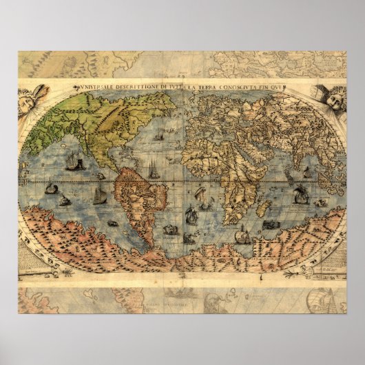 世界の地図 ヴィンテージ 歴史的地図帳 ポスター (正面)