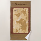 世界の地図 – 名前の追加 –  ビーチタオル (正面)
