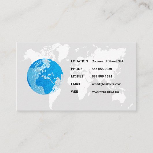 世界の地図/地球 名刺 (正面)