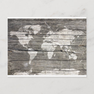 世界の地図 木製8 ポストカード