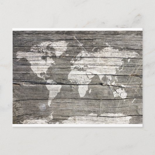 世界の地図 木製8 ポストカード (正面)