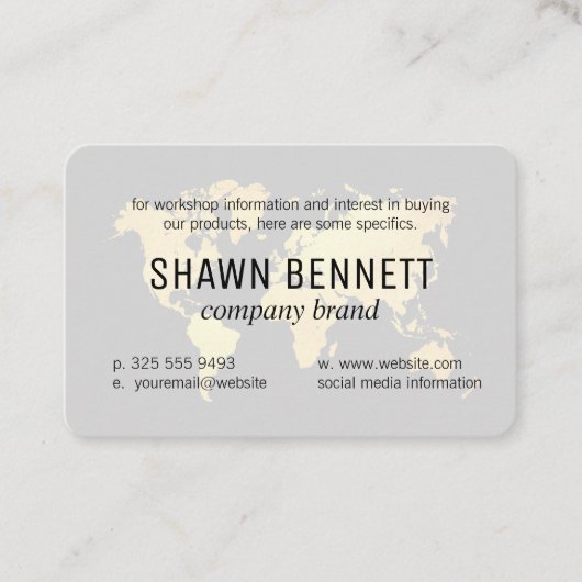 世界の地図(金ゴールド) 名刺 (正面)