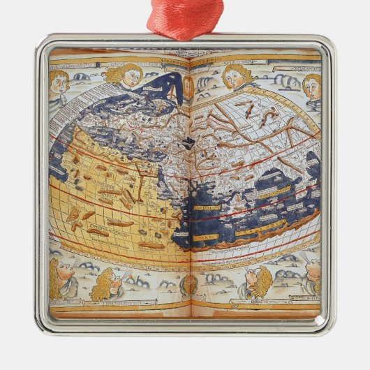 世界の地図、1486年 メタルオーナメント (正面)