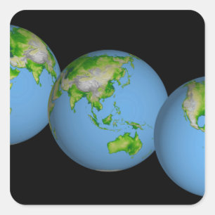 世界の地形図 スクエアシール