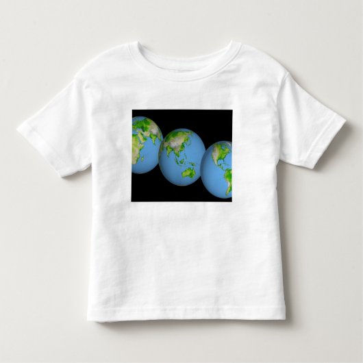世界の地形図 トドラーTシャツ (正面)